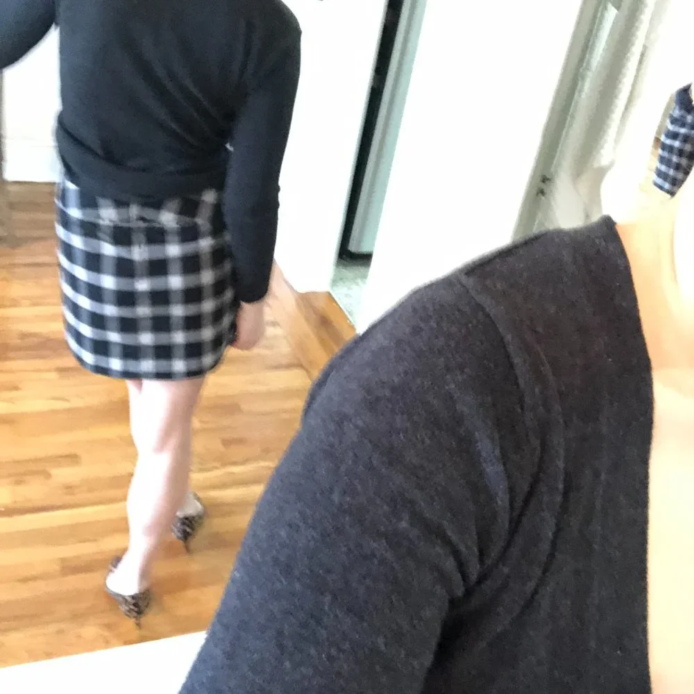 VINTAGE 90s A. BYER Red Black White Plaid Clueless Prep Mini Skirt w/ Side Slit - Picture 15 of 16